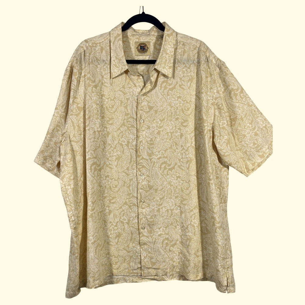Pusser's‎ West Indies Mens XXL 100% Linen Short Sleeve Button Up Shirt Paisley